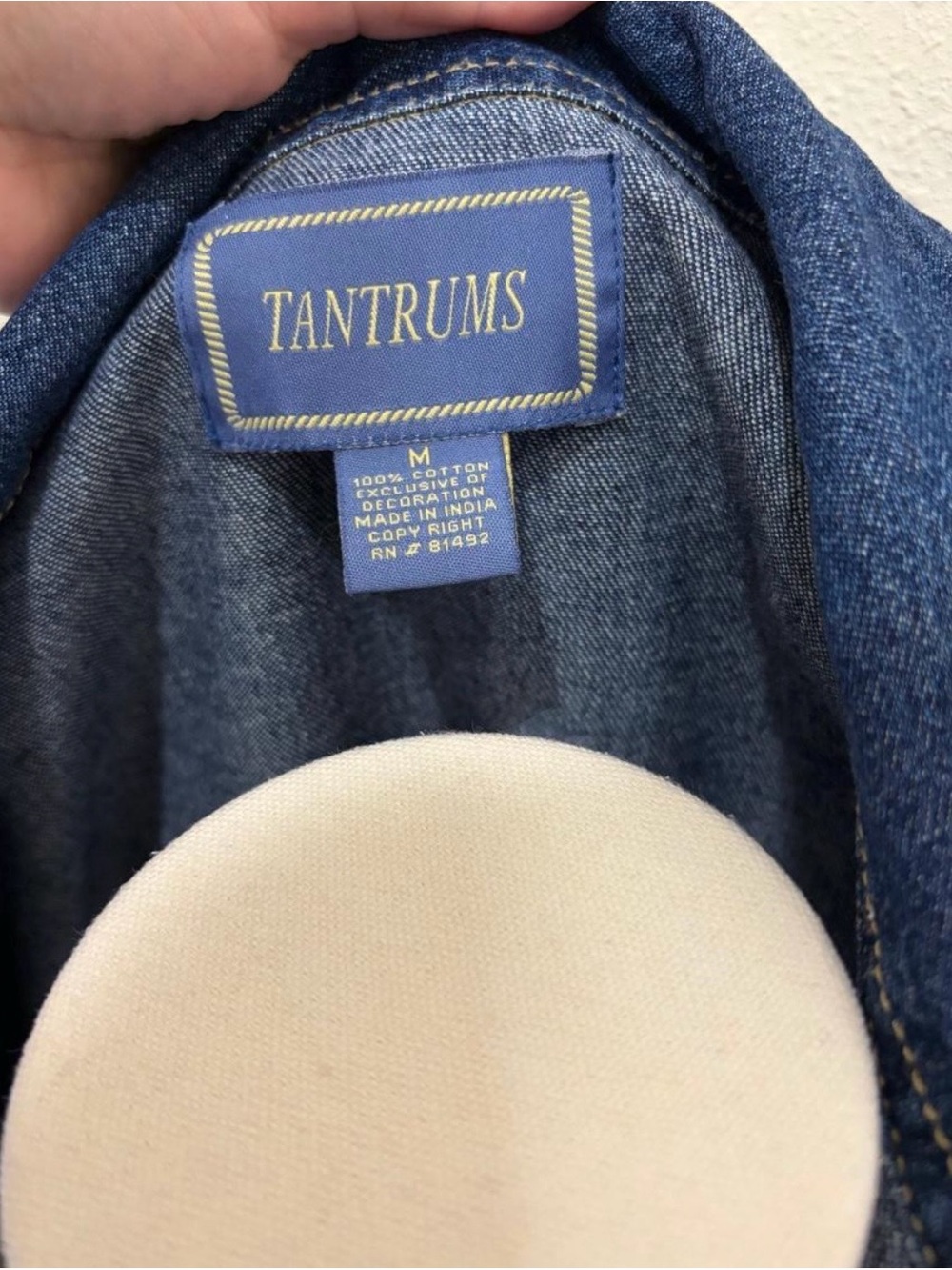 Embroidered Dark Blue Denim Shirt Jacket with Western Appliqué - Picture 6 of 6